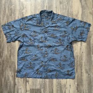 Vintage Polo Ralph Lauren Clayton Surfing All Over Print Button Shirt Size XL